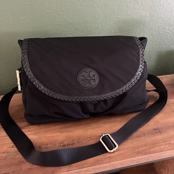 Tory Burch Black Nylon Shoulder Baby Diaper Bag - Picture 1 of 9